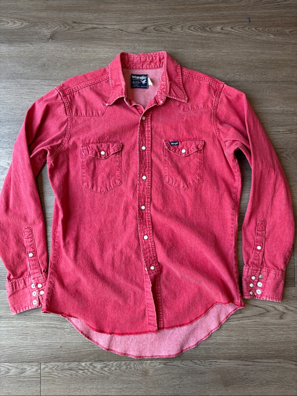 Vintage Wrangler Faded Red Pearl Snap Button-Down Western Shirt